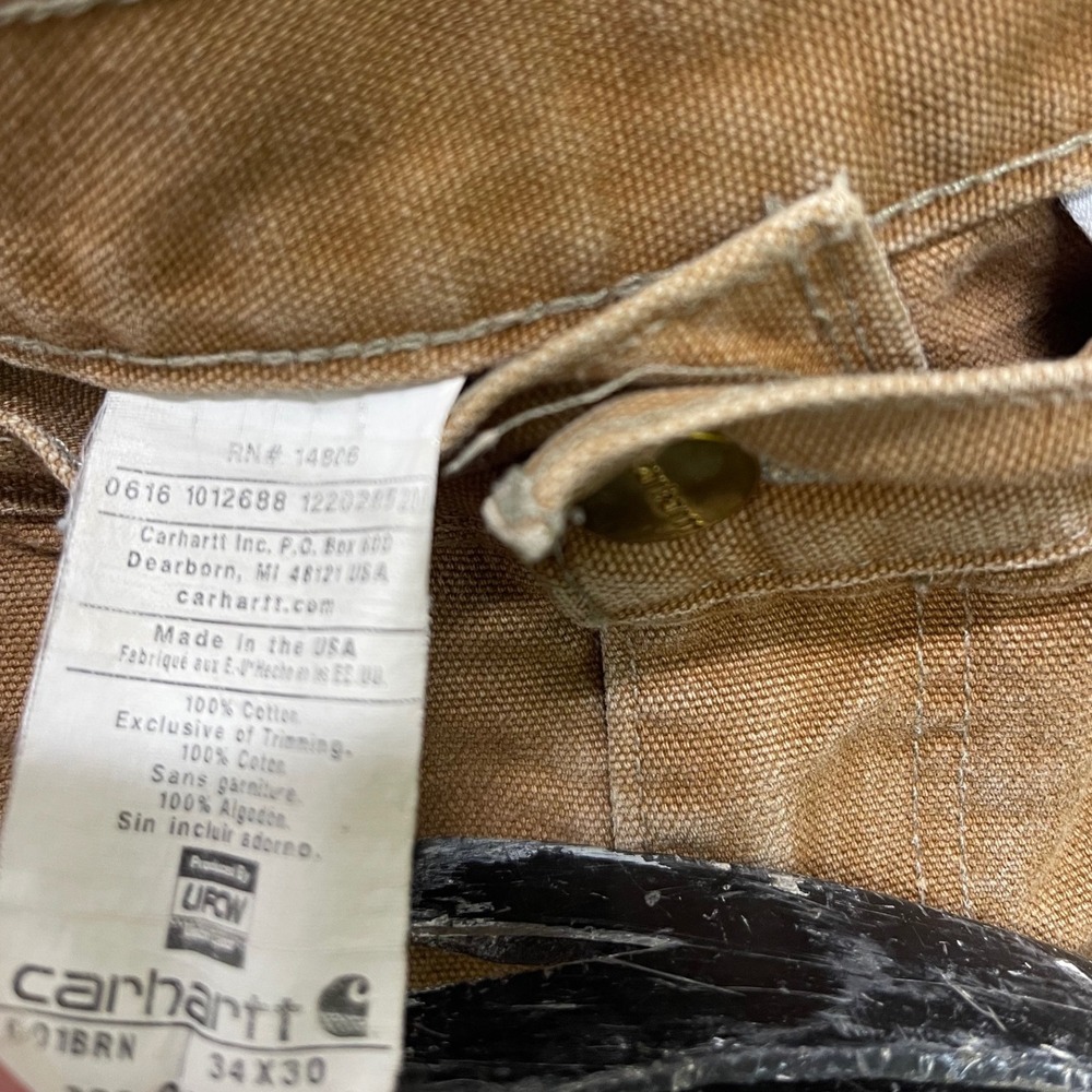 Carhartt Double Knee Pants Made In USA  B01 BRN Size 34x30 Union Made Distressed - Picture 3 of 9